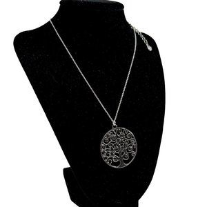 Oliver Weber Necklace Pendant Vitae Tree of Life Silver Tone Crystal 17"